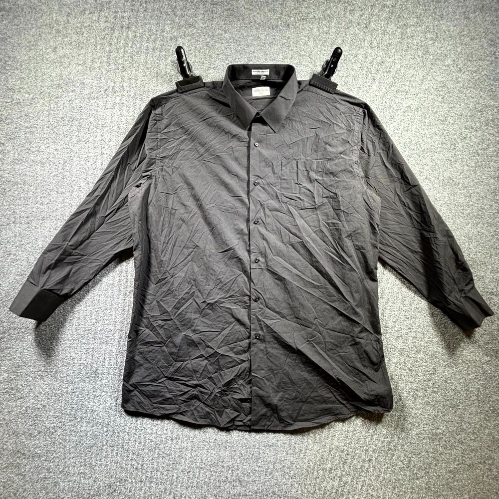 Berlioni Italy Dress Shirt Men's 5XL Black Button Front Business Office Workwear